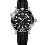 Load image into Gallery viewer, Quadrante verde lucido in ceramica con motivo a onde inciso al laser e indici luminosi dell’Omega Seamaster Diver 300M 42 mm modello 210.32.42.20.10.001.
