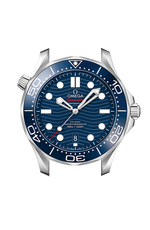 Load image into Gallery viewer, Lunetta girevole unidirezionale in ceramica blu con scala smaltata bianca e profilo laterale della cassa in acciaio inox da 42 mm.
