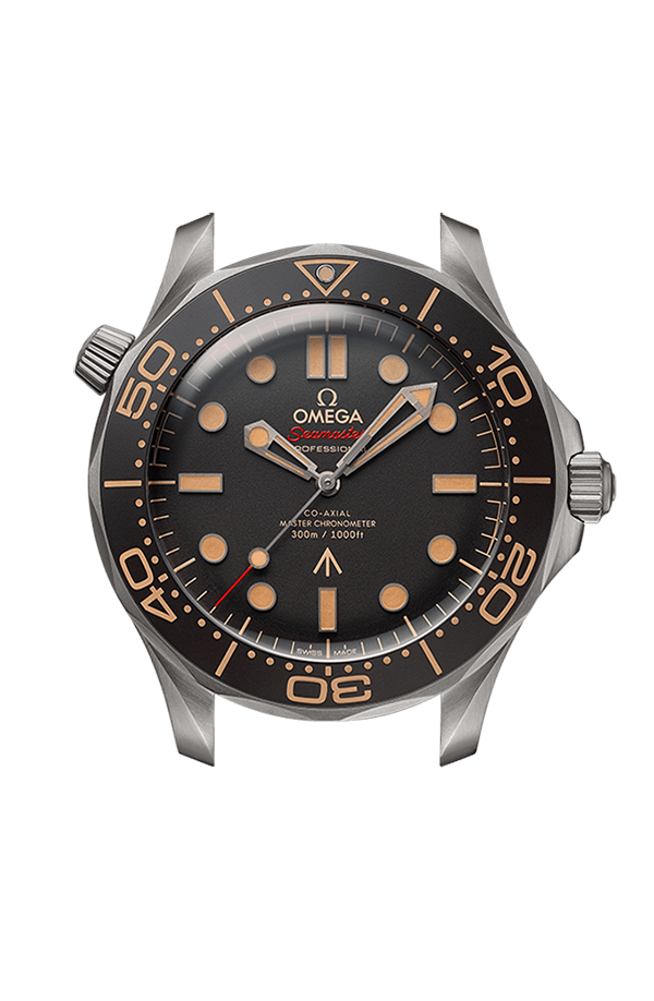 Cassa in titanio grado 2 da 42 mm, leggera e resistente, con lunetta girevole unidirezionale in titanio e anello in alluminio marrone tropicale