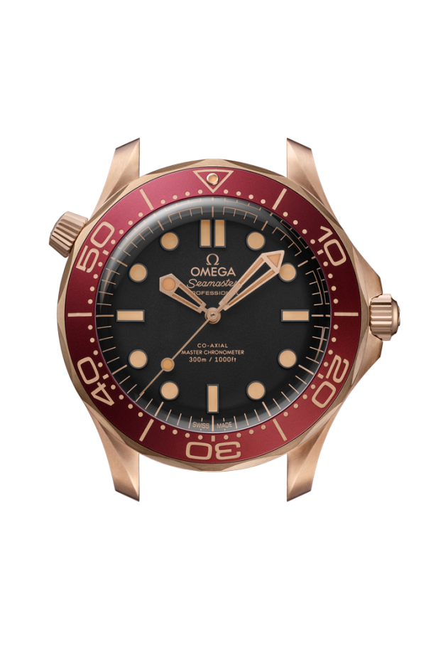Profilo laterale della cassa in Bronze Gold 9K e titanio grado 2 con vetro zaffiro bombato antiriflesso.