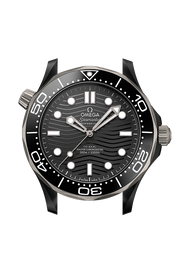 Lunetta girevole unidirezionale in ceramica nera con scala graduata bianca e profilo laterale della cassa in ceramica, acciaio e titanio da 43,5 mm.