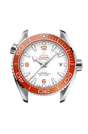 Lunetta girevole unidirezionale in ceramica arancione lucida con scala graduata Liquidmetal™ e profilo laterale della cassa in acciaio inox da 43,5 mm.