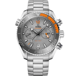 Load image into Gallery viewer, Quadrante grigio sabbiato con contatori cronografici e indici applicati dell’Omega Seamaster Planet Ocean 600M Chronograph 45,5 mm modello 215.90.46.51.99.001.
