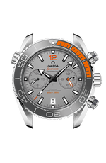 Load image into Gallery viewer, Lunetta girevole unidirezionale in ceramica grigia con inserto in caucciù nero e scala graduata Liquidmetal™ dell’orologio Omega Seamaster Planet Ocean 600M 45,5 mm.
