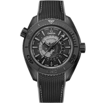 Load image into Gallery viewer, Quadrante nero opaco con mappa del mondo e indicatore 24 ore dell’Omega Seamaster Planet Ocean 600M GMT Worldtimer 45,5 mm modello 215.92.46.22.01.007.
