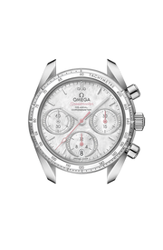 Profilo laterale della cassa in acciaio inossidabile da 38 mm con vetro zaffiro bombato antiriflesso e corona a vite.