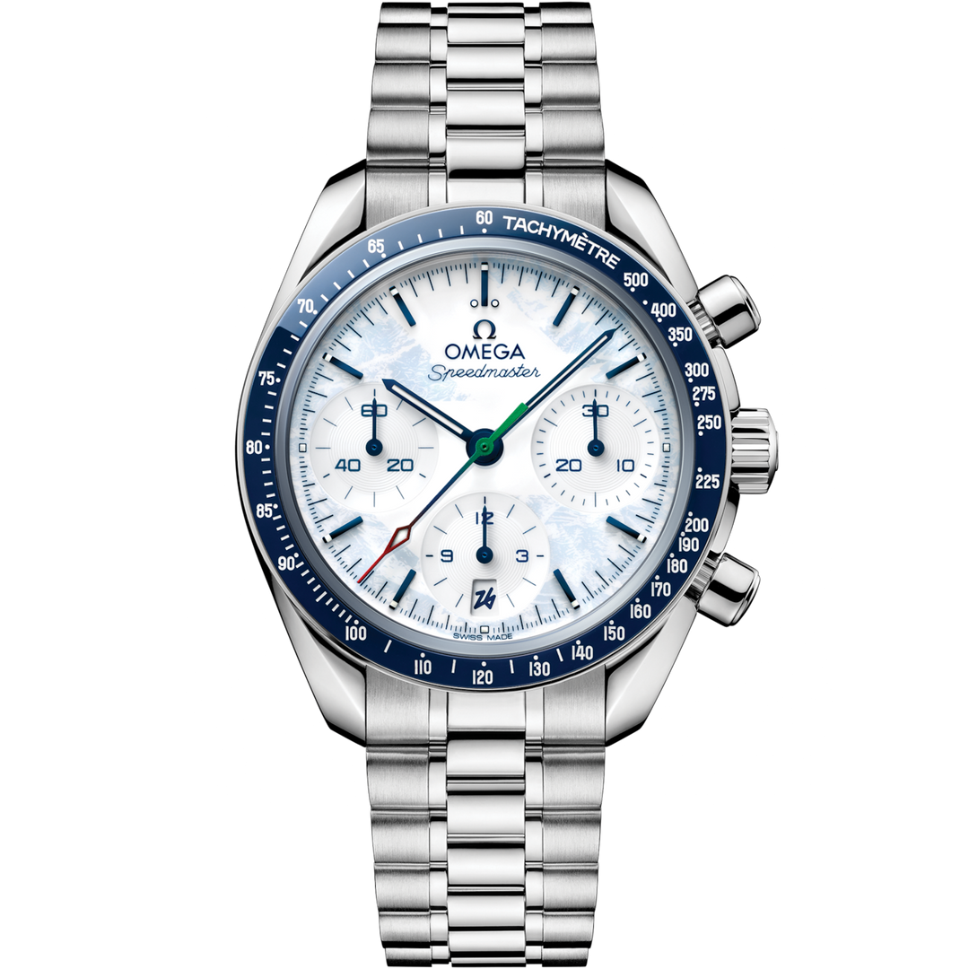 Omega Speedmaster 38 Milano Cortina 2026 Paraolimpiadi 522.30.38.50.04.002 - bracciale e cassa acciaio - quadrante bianco con sfumature azzurre - cronografo e datario
