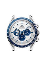 Load image into Gallery viewer, Cassa in acciaio inox da 42 mm con vetro zaffiro bombato e lunetta in ceramica blu con scala tachimetrica in smalto bianco e puntino sopra il 90
