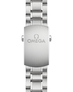 Load image into Gallery viewer, Cinturino in pelle blu con chiusura déployante lucida-satinata dell’Omega Speedmaster Moonphase modello 304.33.44.52.03.001.
