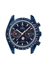 Load image into Gallery viewer, Profilo laterale con cassa e lunetta in ceramica blu lucida, vetro zaffiro bombato e cinturino in pelle blu.
