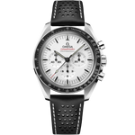 Load image into Gallery viewer, Quadrante bianco con contatori cronografici neri e lunetta tachimetrica dell’Omega Speedmaster Moonwatch Professional 310.32.42.50.04.002.
