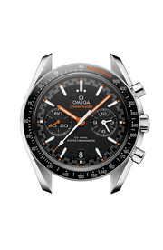 Cassa in acciaio inox da 44,25 mm con vetro zaffiro bombato antiriflesso e lunetta fissa in ceramica nera con scala tachimetrica Liquidmetal™