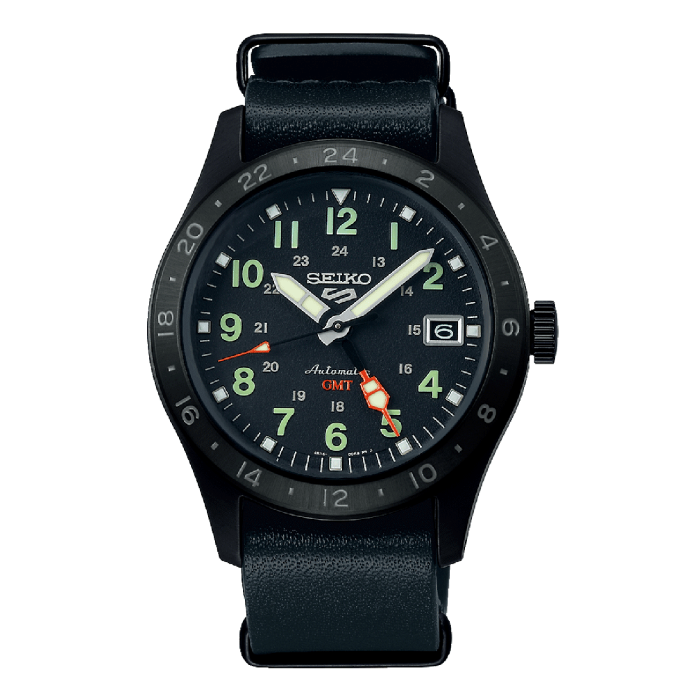 Seiko 5 sports SSK025K1 - cinturino pelle nero - cassa acciaio nero - quadrante nero con datario