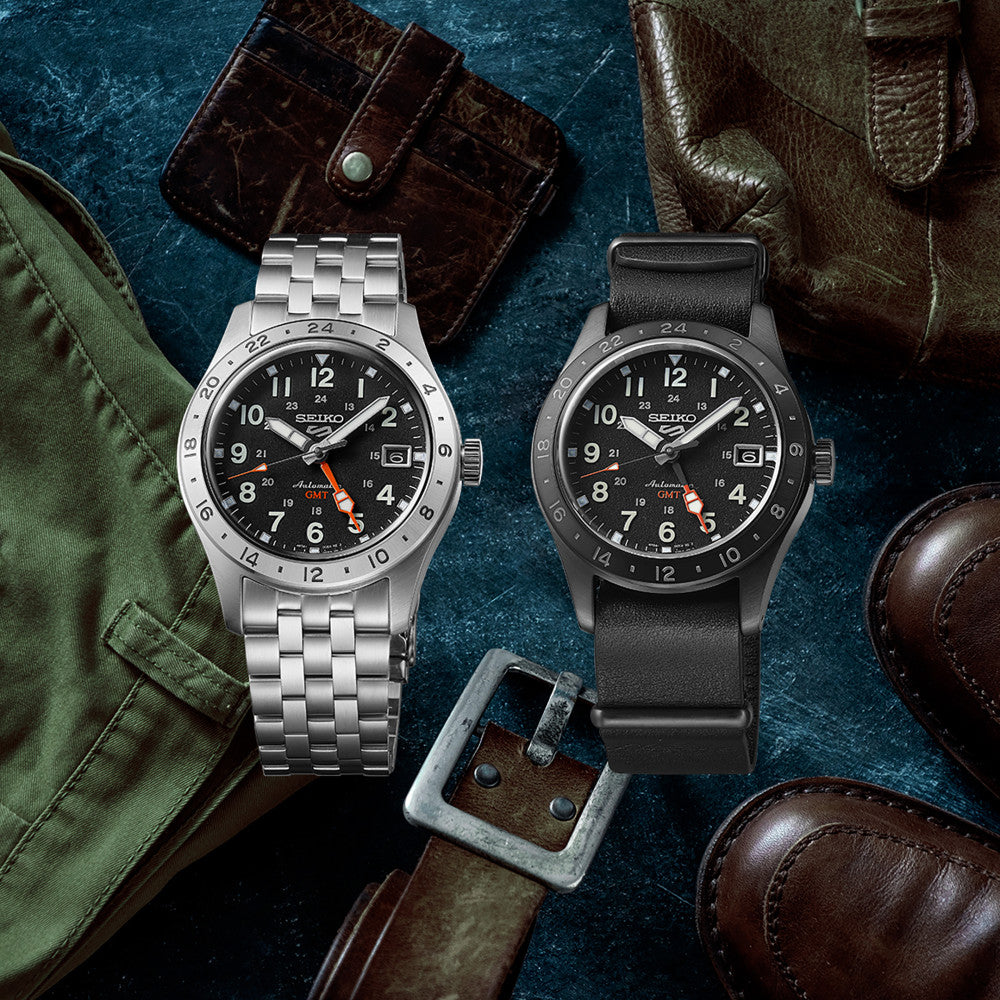 Seiko 5 sports SSK025K1 - cinturino pelle nero - cassa acciaio nero - quadrante nero con datario