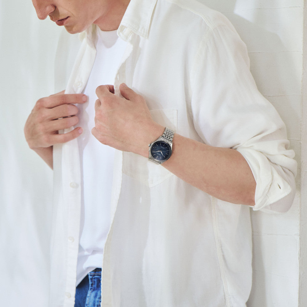 Seiko Presage Classic SPB525J1 - bracciale e cassa acciaio - quadrante blu con datario - polso