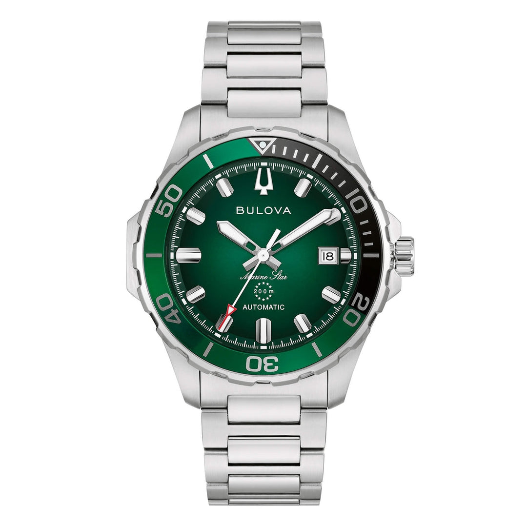 Bulova Marine star 200m 98B471 - bracciale e cassa acciaio - quadrante verde con datario