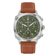 Bulova Military 96B482 - cassa acciaio - cinturino pelle marrone - quadrante verde con cronografo e datario