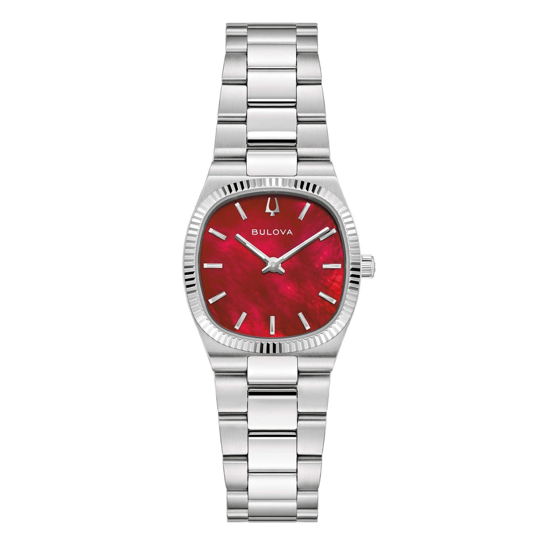 Bulova Super Seville 96L354 - bracciale e cassa acciaio - quadrante madreperla rossa