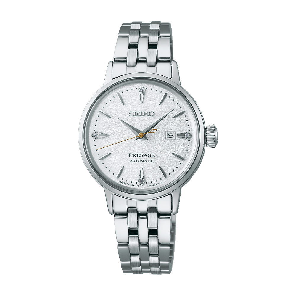 Seiko Presage Cocktail SRE017J1 - bracciale e cassa acciaio - quadrante argento con diamanti