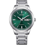Load image into Gallery viewer, Citizen Meccanico Day Date NY4058-79X - bracciale e cassa acciaio - quadrante verde smeraldo con datario