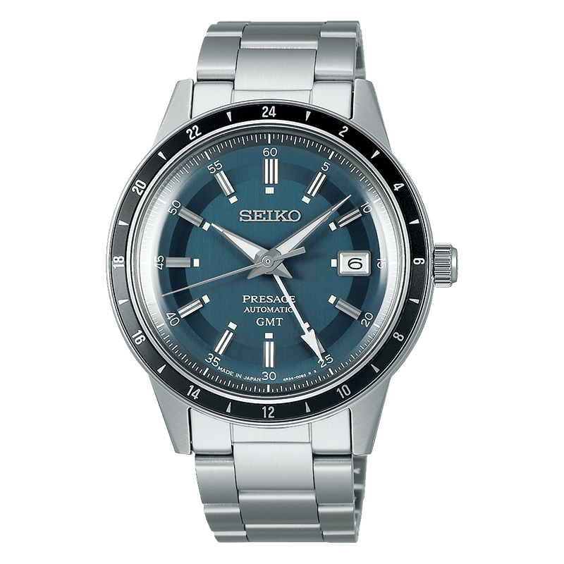 Cassa tonda in acciaio inox da circa 40,8 mm con vetro Hardlex a forma di scatola e spessore 14,3 mm del Seiko Presage Style 60's