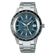 Cassa tonda in acciaio inox da circa 40,8 mm con vetro Hardlex a forma di scatola e spessore 14,3 mm del Seiko Presage Style 60's