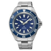 Quadrante blu sunburst del Seiko Prospex Samurai SRPL51K1 con indici luminescenti LumiBrite e lancette prominenti