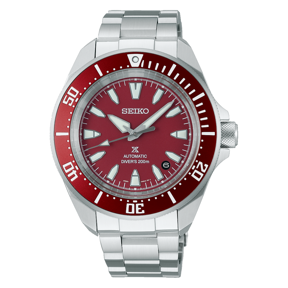 Seiko Prospex SRPL11K1 - cassa e bracciale acciaio - lunetta alluminio rossa - quadrante rosso con datario