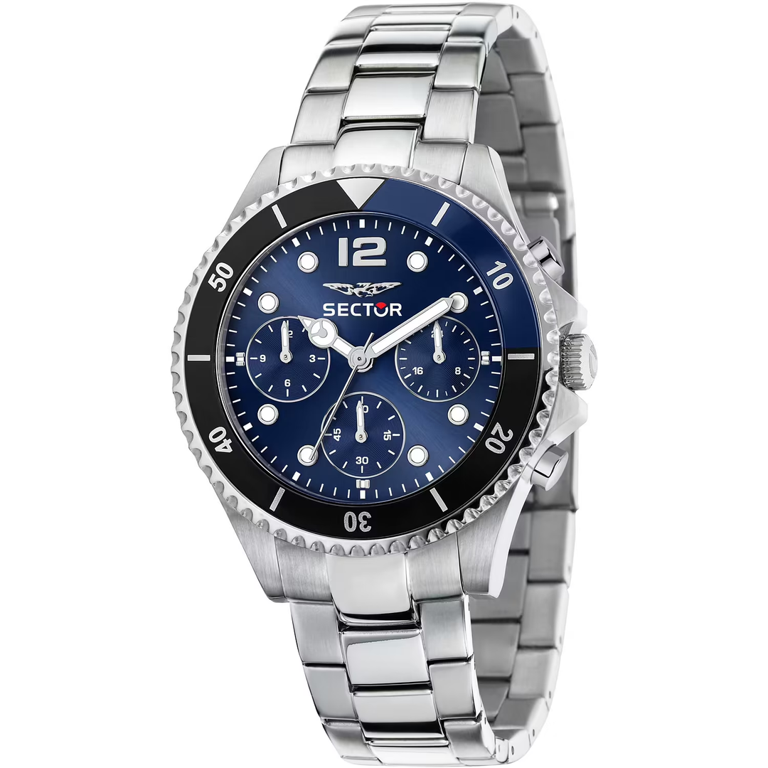 Sector 230 R3253161047 - cassa acciaio - bracciale metallo - quadrante blu e ghiera nera/blu - cronografo