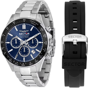 Sector 230 R3271661028 - bracciale e cassa acciaio - quadrante blu con cronografo e datario