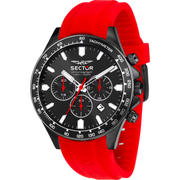 Sector 230 R3271661032 - cassa acciaio nero - cinturino rosso plastica - quadrante nero cronografo e datario