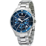 Sector 230 R3273661007 - bracciale e cassa acciaio - quadrante blu con cronografo e datario