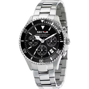 Sector 230 R3273661009 - cassa acciaio - bracciale metallo - quadrante nero con cronografo e datario