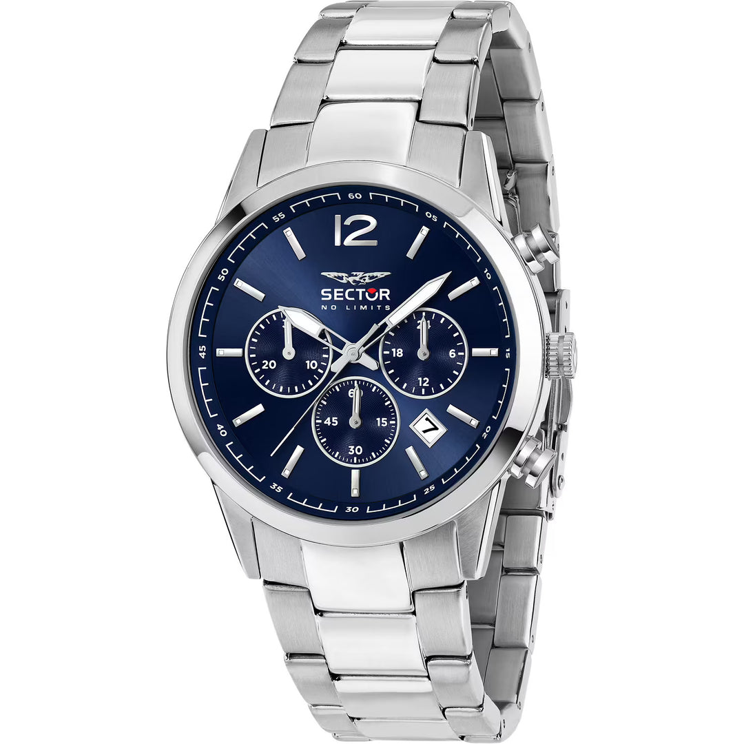 Sector 660 R3273617001 - cassa acciaio - bracciale metallo - quadrante blu con cronografo e datario