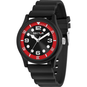 Sector H2O R3251318001 - cassa acciaio nera - cinturino plastica nera - quadrante nero e rosso