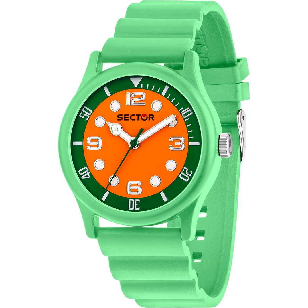 Sector H2O R3251318009 - cassa acciaio verde chiaro - cinturino plastica verde chiaro - quadrante arancione e verde scuro
