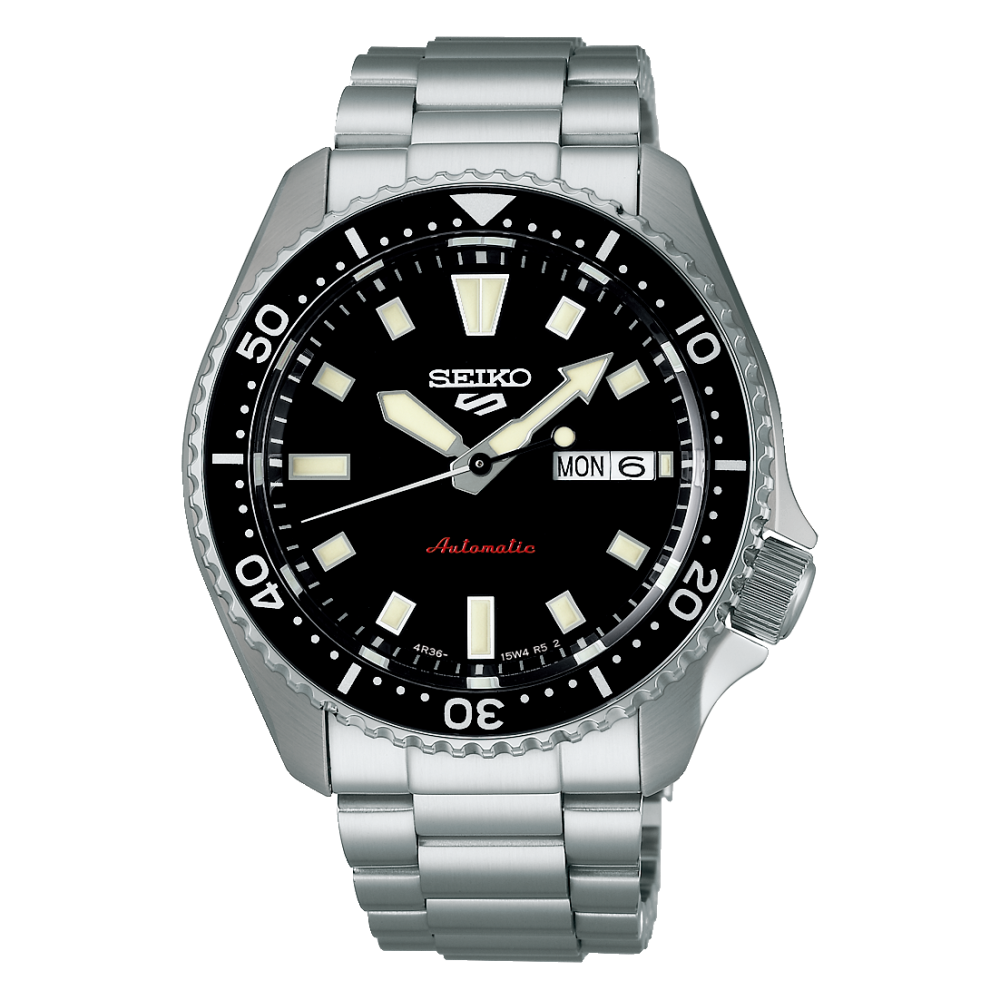 Seiko 5 sports SRPL85K1 - bracciale e cassa acciaio - quadrante nero con datario