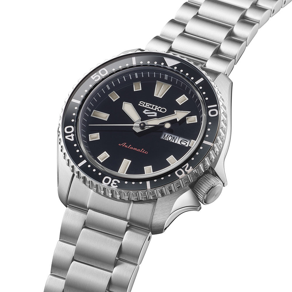 Seiko 5 sports SRPL85K1 - bracciale e cassa acciaio - quadrante nero con datario