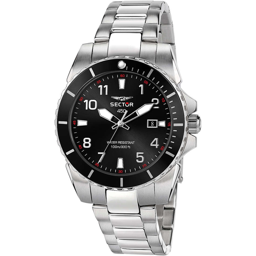 Sector 450 R3253276009 - bracciale e cassa acciaio - quadrante nero con datario