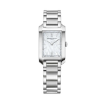 Load image into Gallery viewer, Quadrante in madreperla bianca iridescente con eleganti indici rivettati e 4 diamanti taglio brillante Top Wesselton distribuiti a ore 6 e 12 dell&#39;orologio Baume &amp; Mercier Hampton 10474
