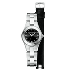 Load image into Gallery viewer, Quadrante nero satinato soleil con indici rivettati dell&#39;orologio Baume &amp; Mercier Linea 10010
