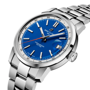 Dettaglio del quadrante blu e della lunetta fissa dell’orologio Breitling Top Time B31 AB3113A71C1A1.