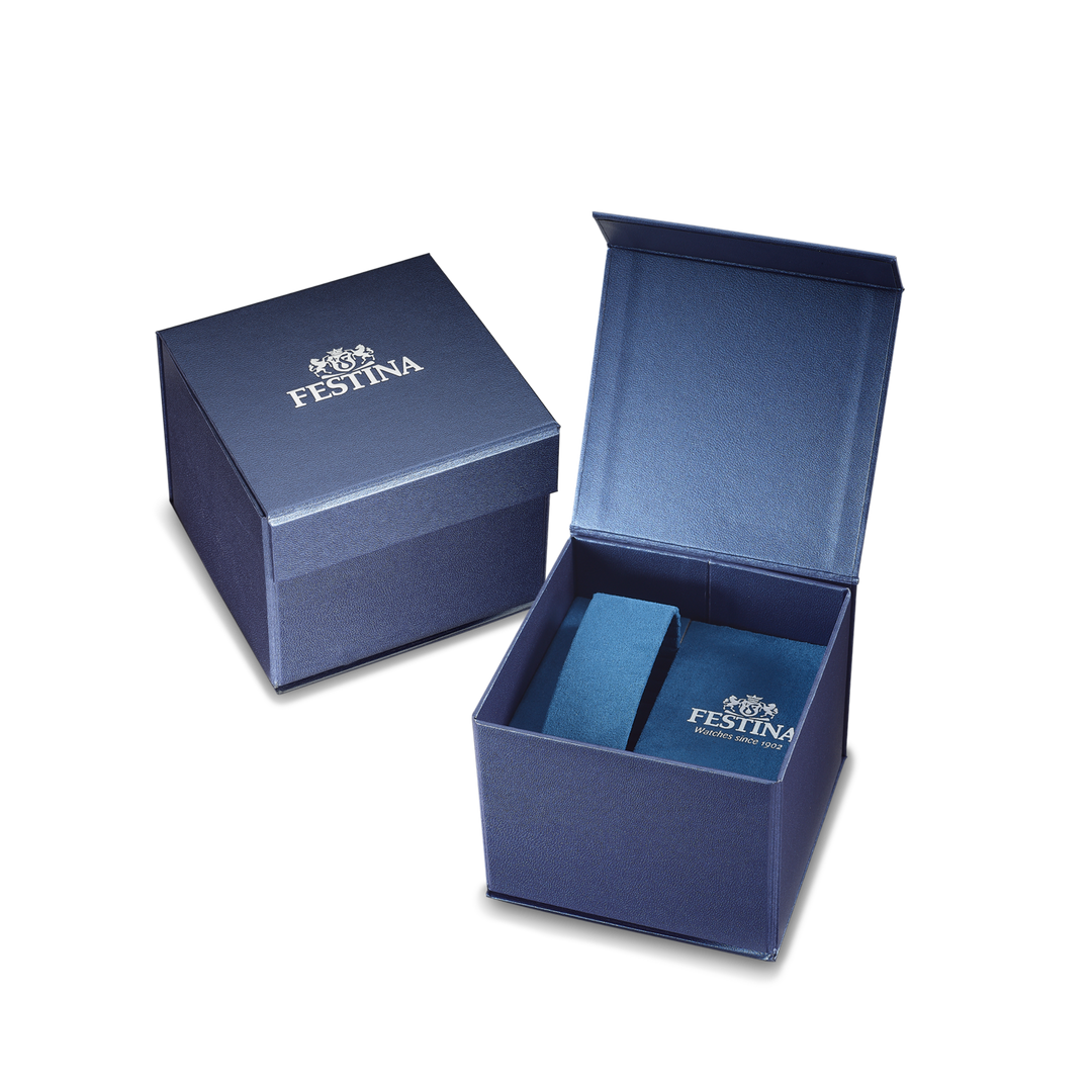 Cinturino in pelle nera con stampa cocco e fibbia ad ardiglione dell'orologio Festina Classics