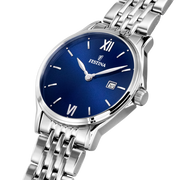 Cassa rotonda in acciaio inox da 30 mm con vetro minerale antigraffio e corona zigrinata dell'orologio Festina Classics