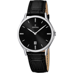 Load image into Gallery viewer, Quadrante nero sunray con indici a bastone argento e lancette luminose dell&#39;orologio Festina Classics uomo
