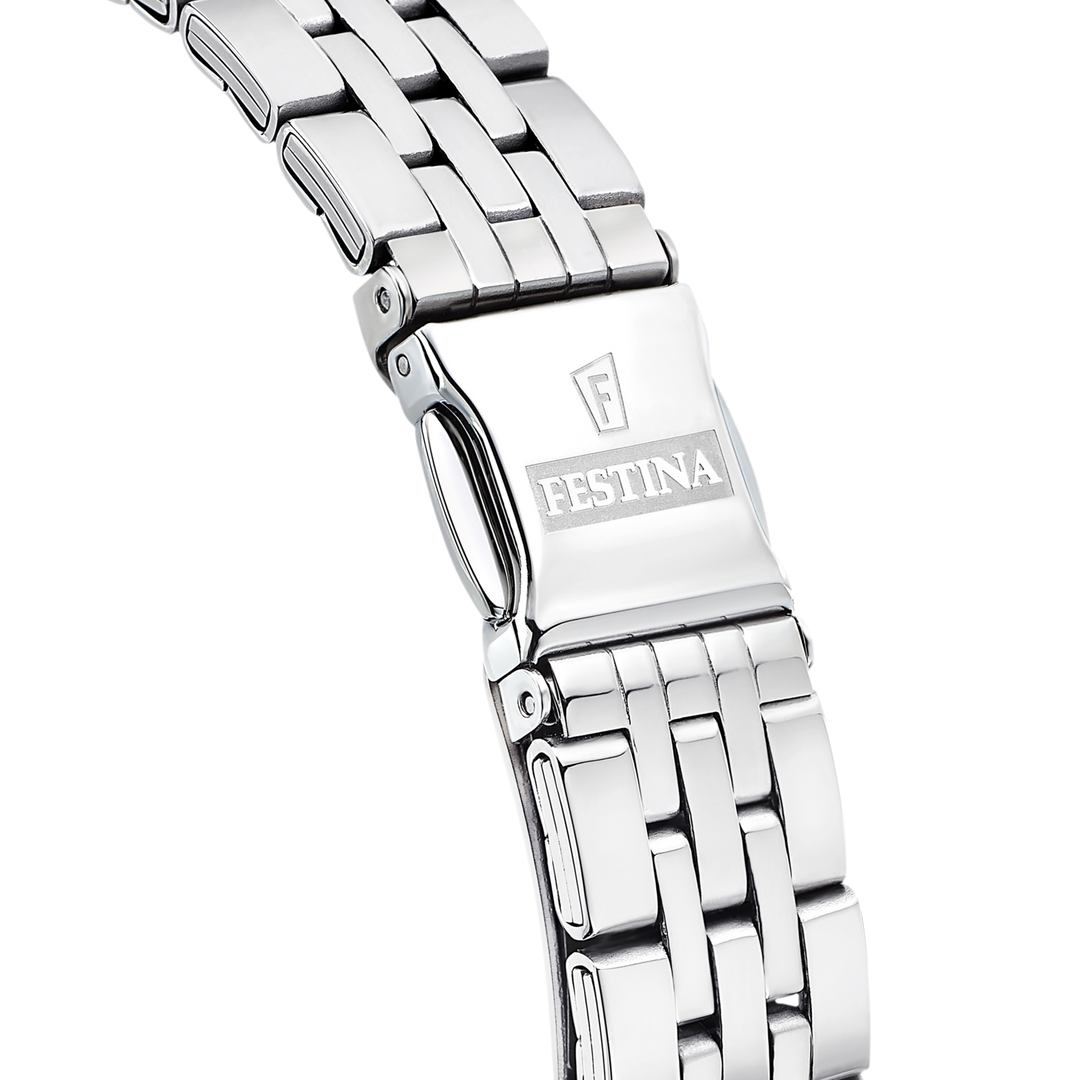 Cassa rotonda in acciaio inox da 32 mm con vetro minerale e corona zigrinata dell'orologio Festina Mademoiselle
