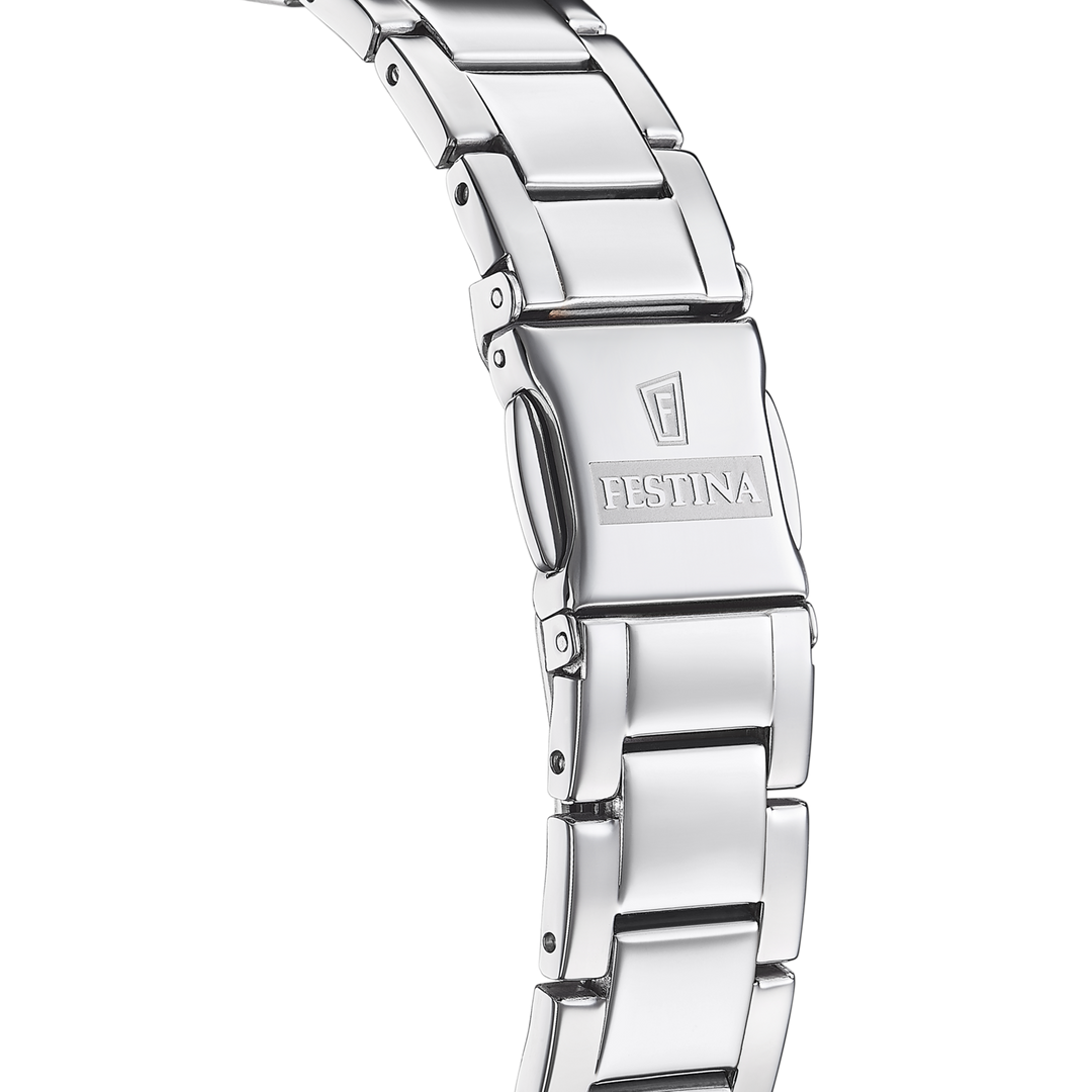 Bracciale in acciaio inox color argento con chiusura deployante dell'orologio Festina Mademoiselle F20582/1