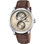 Load image into Gallery viewer, Quadrante beige con numeri arabi neri, tre contatori cronografici e lancette nere luminescenti dell&#39;orologio Festina Retro
