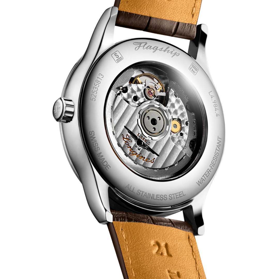 Cinturino marrone in pelle di alligatore con fibbia in acciaio inossidabile dell'orologio Longines Flagship Classic