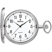 Quadrante argento con numeri arabi dipinti in stile classico e lancette sottili nere dell'orologio da tasca Festina Bolsillo